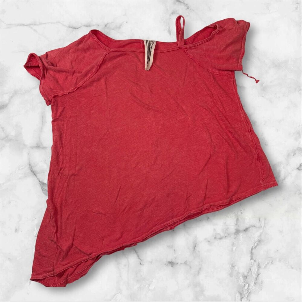 Free People Asymmetrical Top Women XS Pink Cold Shoulder Top Made in USA